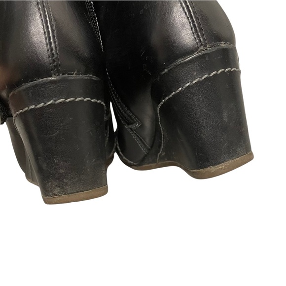 (SOLD) FLY LONDON Tall Knee High Leather Wedge Boot Black 37 - Picture 8 of 10